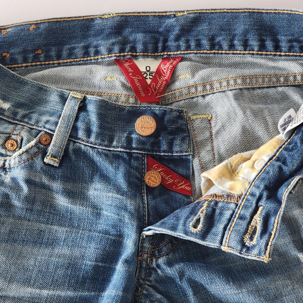 Lucky Brand By Gene Montesano Short Inseam Distressed Jeans Size 0/25 - Picture 9 of 15